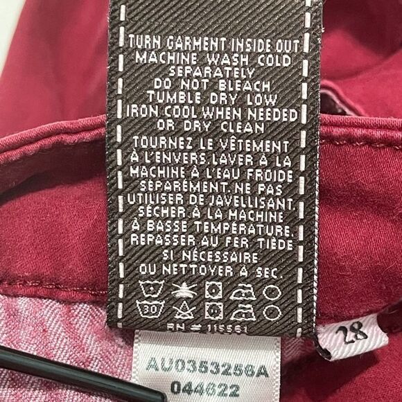 7 For All Mankind Gwenevere Twill Skinny Jeans Bright Burgundy Red Size 28 - Picture 13 of 15
